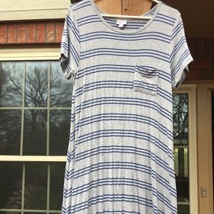 LuLaRoe S Carly grey with stripes